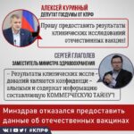 Минздрав отказался предоставить информацию о результатах исследования российских вакцин
