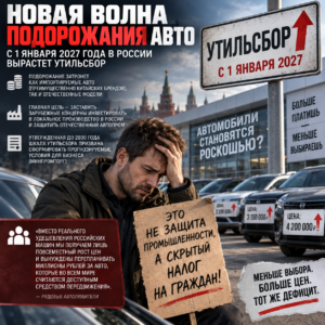 Новая волна подорожания авто: с 1 января 2027 года в России вырастет утильсбор