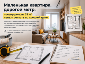 Маленькая квартира, дорогой метр: почему ремонт 33 м² нельзя считать по средней цене